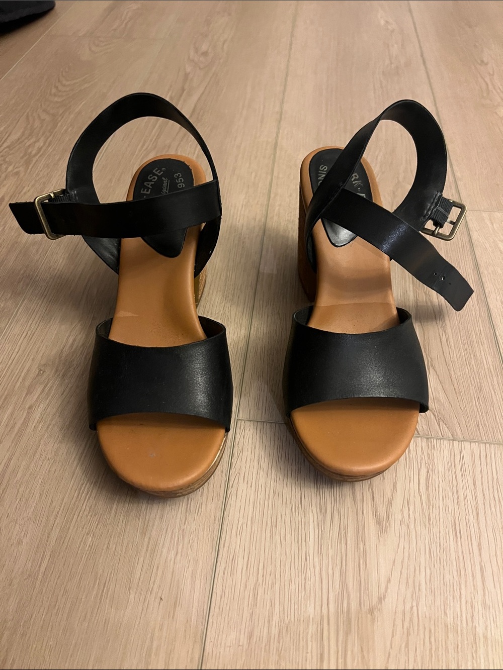 Classic Black Leather Ankle-Strap Sandals by